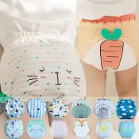在飛比找momo購物網優惠-【韓國 BebeZoo】動物臉造型六層紗寶寶學習褲/尿布褲2