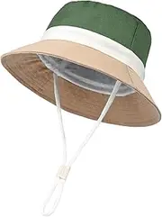 [jerague] Multi-Color Sun Hat Baby Infant Toddler Kids Boy Girl Summer Hats with Chin Strap Bucket Cap 50+ UPF