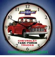 Chevrolet Trucks Task Force Red LED Backlit Wall Clock, Garage Art HDGA