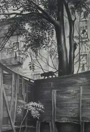 Backyard : Mabel Dwight : 1938 : Archival Quality Art Print for Framing