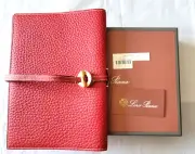 AUTH.VINTAGE NEW VINTAGE LORO PIANA RED FULL-GRAIN LEATHER NOTEBOOK COVER 8.5X6