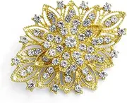 [Mariell] Gold Wedding Jewelry Crystal Bridal Brooch Pin for Brides, Bridesmaids, Mother of the Bride, Metal Crystal, crystal