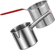 Kisangel 1 Set Durable Stainless Steel Fryer Pot Kit with Ergonomic Handle Portable Deep Frying Pot and Fry Basket for Kitchen