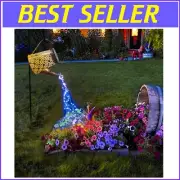 Retro Solar Lighting Watering Can with Shepherd Hook - Ideal for Outdoor Spaces