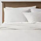 3pc Full/Queen Space Dyed Cotton Linen Duvet & Sham Set Light Gray