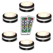 Remote-Controlled LED Puck Lights, Dimmable, Battery-Powered for Kitchen & Cl...