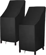 MAVINCHER Stackable Patio Chair Covers, High Back Outdoor Chair Covers, 600D Heavy Duty Waterproof Lawn Outside Barstool Furniture Covers,Fits for 4-6 Stackable Dining Chairs,27"W x 27"D x 49"H,2 Pack
