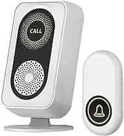 Long-Distance Rechargeable Wireless Doorbell Colorful Music and Flashing Vibration 30mm Enlarged Button Makes More, White