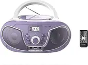 Roxel RCD-S70BT Portable Boombox CD Player with Bluetooth, Remote Control, FM Radio, USB MP3 Playback, 3.5mm AUX Input, Headphone Jack, LED Display (Purple)