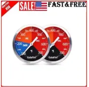 2 Pack BBQ Thermometer Gauge Charcoal Grill Pit 3 3/16 inch Large Dial Smoker