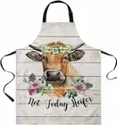 Waterproof Apron with 2 Pockets Farms Cows Flowers Interesting Text Not Today...