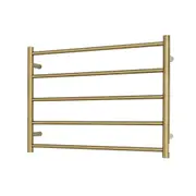 Radiant RTR03 Round Bar Heated Towel Rail - 750 x 550mm- Brushed Gold - Stainless Steel - Bottom Right/Top Left Wiring