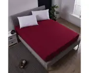 Fitted Sheet Cover Mattress Protector Waterproof Mattress Covers Soft Breathable Bed Cover Deep Pocket For Pets Kids-Wine red