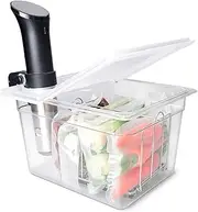 [EVERIE] Sous Vide Container 12 Quarts with Universal Collapsible Hinged Lid, Compatible with Anova All Models, Breville Joule, Wancle, Instant Pot Cookers (Container with Plastic Lid and Rack)
