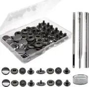 12 Sets Leather Snap Fasteners Kit, 15Mm Metal Snap Buttons Kit Press Studs with