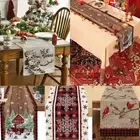 Xmas Linen Tablecloth Christmas Table Cloth Cover Home Party Decor