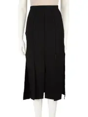 Black Elasticated Fringe Hem Midi Skirt