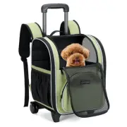 Rolling Pet Carrier Backpack with Wheels - Soft Sided Wheeled Dog Cat Carrier...