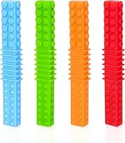 MISSLILI Sensory Chew Toys for Autistic Children - 4-Pack Silicone Chewy Tubes Necklace for Oral Motor Skills, Anxiety Relief, and Focus (Autism, ADHD, SPD)
