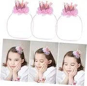 [Abaodam] Baby Girl Headband Pink Mesh Crown Hair Band Stretchy Elastic Head Wrap for Toddlers Infants Photo Props