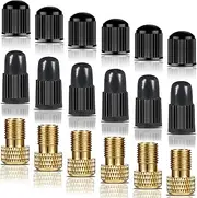 6PCS Brass Presta Valve Adapter Presta to Schrader Valve Adaptor, Inflate Tire Using Standard Pump or Air Compressor for Mountain Bikes, Road Bikes and Cars, 12Pcs Tire Caps