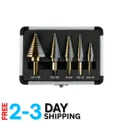 High Speed Steel Step Drill Bits Set, 5PCS with Titanium Coating for Precision