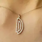 "D" Initial Letter 2Ct Round REAL Moissanite Women's Pendant 925 Sterling Silver
