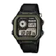 CASIO WATCH 卡西歐十年電池世界地圖時間黑色帆布帶電子腕錶 型號：AE-1200WHB-1B【神梭鐘錶】