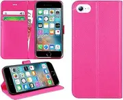 DN-Technology iPhone SE 2022 Case, iPhone SE 2020 Case/iPhone 7 Case/iPhone 8 Case Flip Leather Wallet Book Stand Folio Card Holder Phone Cover for iPhone SE (3rd Gen 2022) iPhone SE 3 5G(Pink)