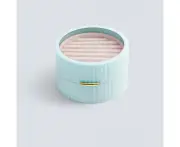 Macaron Color Small Jewelry Organizer – Portable, Partitioned for Bracelets, Necklaces, Rings, Blue