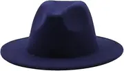 [Generic] Classical Felt Hats Unisex Wide Brim Fedora Hats Solid Caps Mens Womens Wedding Church Jazz Hats 17 59-61CM, 17, One Size, 17, One Size