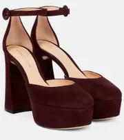 [Gianvito Rossi] Gianvito Rossi Holly D'orsay suede pumps AU 11 purple
