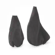 Car Gear Shift Collars Manual Handbrake Gaiter Boot Cover for - 3 Series E36 E46 E30 E34 M3 Z3 Black Suede Leather