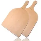 Premium Natural Wood Pizza Peel 12 inch, Large Pizza Paddle Spatula, Set of 2