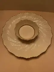 NWT Lenox China Richmond Swirl Server Chip & Dip Platter Plate Bowl Gold Trim
