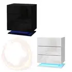 Artiss Bedside Tables Side Table RGB LED Lamp 3 Drawers Nightstand Gloss