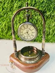 Nautical Table Clock Desk Clock Maritime Compass with Antique Gift