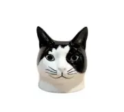 Black White Cat Head Figurine Vase Pot Ceramic Plant Succulent Plant Home Décor