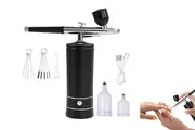 Nails Airbrush Kit with Compressor Portable Airbrush for Nails Manicure Makeup Painting Cake-Black