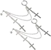 [ANDRESLAD] 1 Pair Cross Earrings Jewelry Men Earrings Earrings Hoops Bow Hoop Earrings Men Pendant Dangle Earrings Necklace Earrings Dangle Plated Earrings Rack Chain Locket Silver Alloy