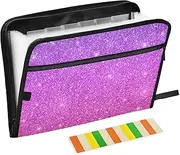 Glitter Purple Pink Color Accordion Folder Organizer A4 Letter Size Expanding File Folders with Labels Receipt Pouch