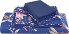 JSD Navy Blue Floral Printed King Sheet Set, 6 Piece Botanical King,