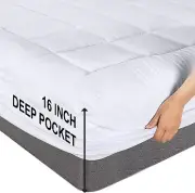 Pillowtop Mattress Topper Quilted Fitted Brushed Microfiber Matress Pad Cover