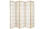 Shoji Room Divider Screen Natural 5 Panel