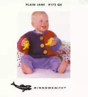 MinnowKnits Knitting Pattern 172QK Plain Jane Color Blocked Cardigan NB-6yr