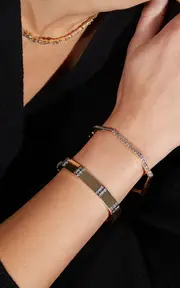 [Charms Company] Geometric 14K Yellow Gold Diamond Bangle
