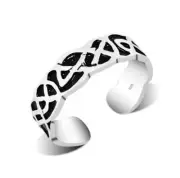 TJS 925 Sterling Silver Toe Ring Celtic Knot Pattern Design Adjustable Jewellery