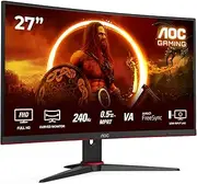 AOC Gaming C27G2ZE - 27 Inch FHD Curved Monitor, 240Hz, 0.5ms, VA, AMD FreeSync Premium, Low Input Lag (1920x1080 @240Hz, 300cd/m² HDMI/DP)