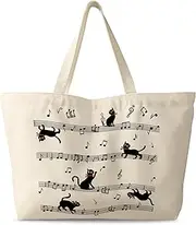 [Miss Adola] Large Tote Bag for Women - Canvas Tote Bag with Zipper Aesthetic Reusable Shoulder Bag for Gym, Travel, Work