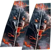 Car Window Pillar Sticker, Car Centre Pillar Sticker, Scratch-Resistant Pillar Sticker, Scratch-Resistant Sticker, Trim Cover for Window Pillar Posts, Black Wolf in Flames, for Exterior